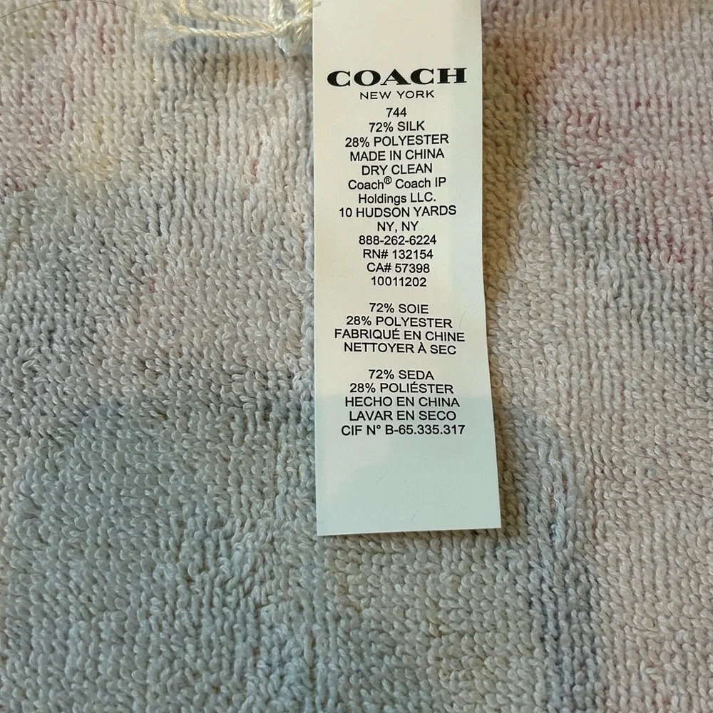 Coach Cream Scarf with Blue and Brown Accents